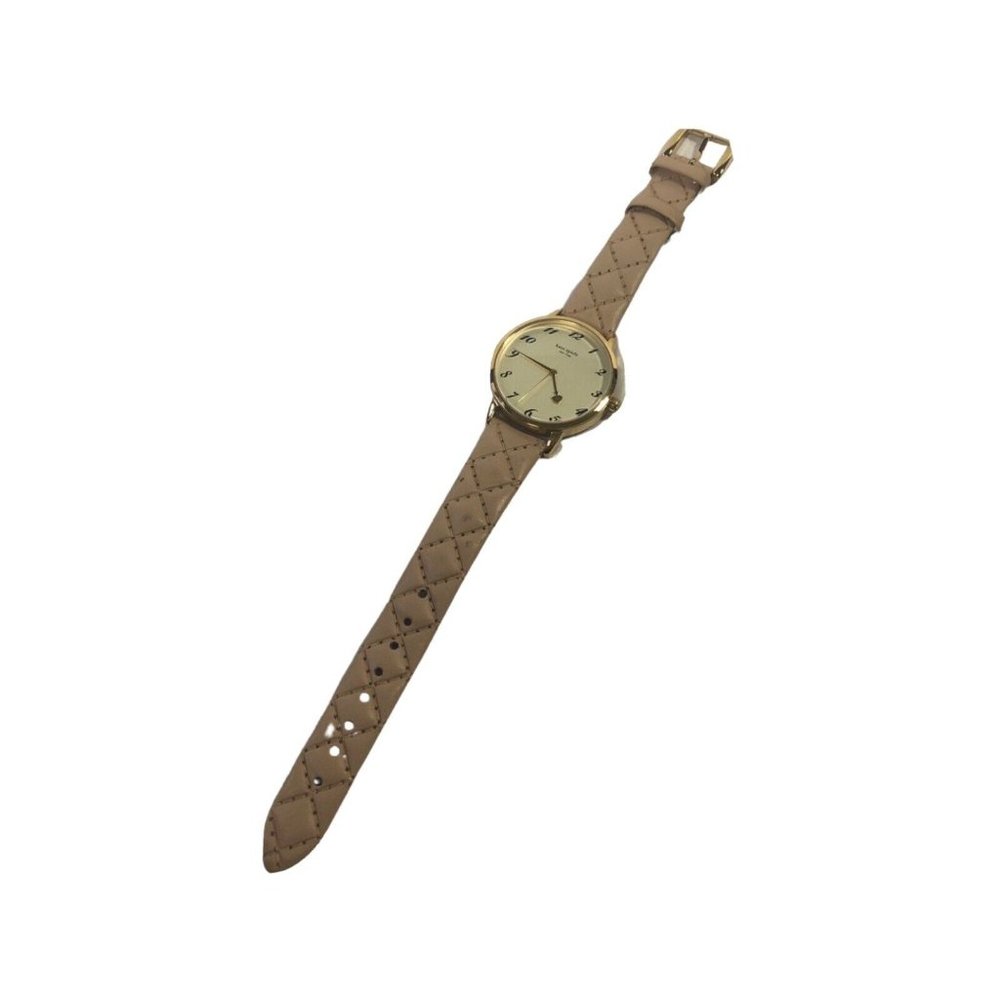 Kate Spade Gold Watch with Cream Quilted Genuine Leather Adjustable Strap